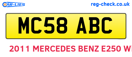MC58ABC are the vehicle registration plates.