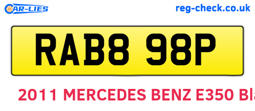 RAB898P are the vehicle registration plates.