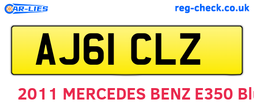AJ61CLZ are the vehicle registration plates.