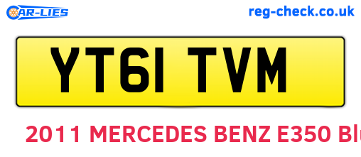 YT61TVM are the vehicle registration plates.