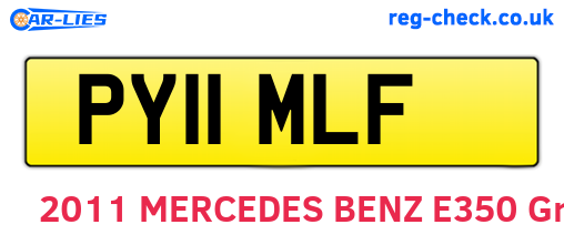 PY11MLF are the vehicle registration plates.