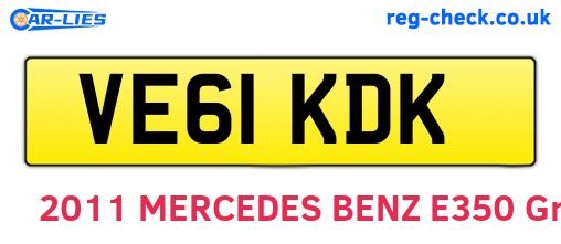 VE61KDK are the vehicle registration plates.