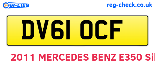 DV61OCF are the vehicle registration plates.