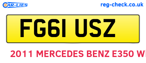 FG61USZ are the vehicle registration plates.