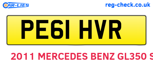 PE61HVR are the vehicle registration plates.
