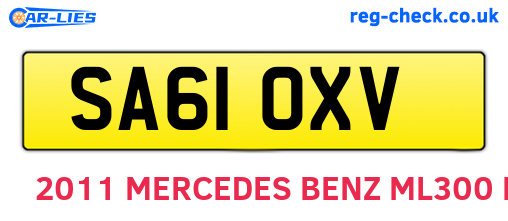 SA61OXV are the vehicle registration plates.