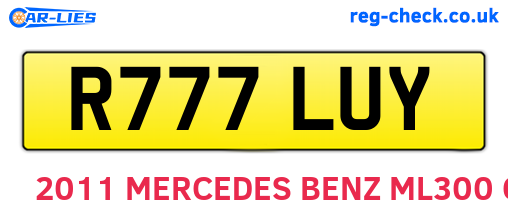 R777LUY are the vehicle registration plates.