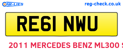 RE61NWU are the vehicle registration plates.