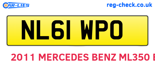NL61WPO are the vehicle registration plates.