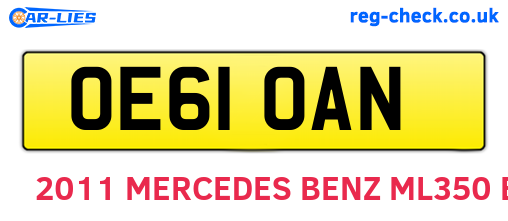 OE61OAN are the vehicle registration plates.
