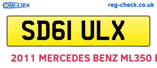 SD61ULX are the vehicle registration plates.