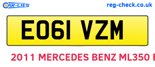 EO61VZM are the vehicle registration plates.