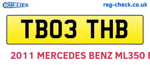 TB03THB are the vehicle registration plates.