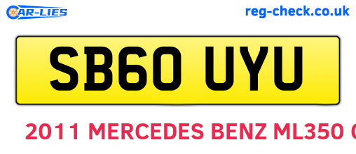 SB60UYU are the vehicle registration plates.