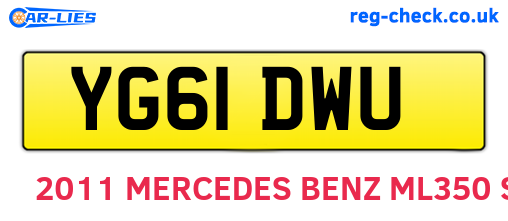 YG61DWU are the vehicle registration plates.
