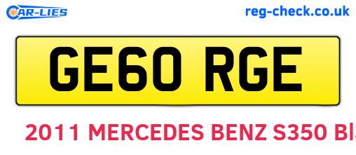 GE60RGE are the vehicle registration plates.