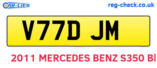 V77DJM are the vehicle registration plates.
