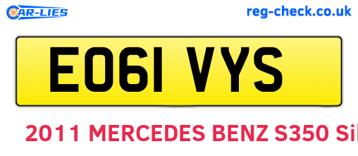 EO61VYS are the vehicle registration plates.