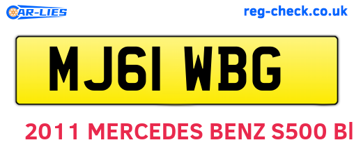 MJ61WBG are the vehicle registration plates.