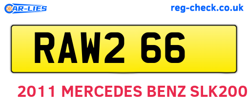 RAW266 are the vehicle registration plates.