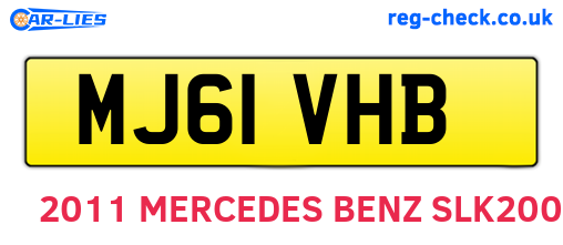 MJ61VHB are the vehicle registration plates.