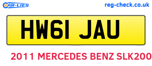 HW61JAU are the vehicle registration plates.