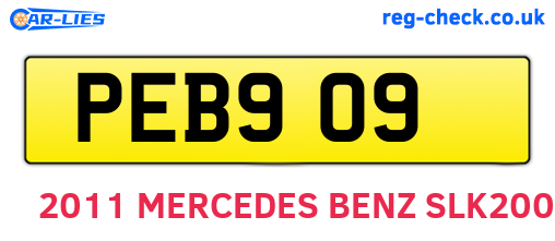 PEB909 are the vehicle registration plates.