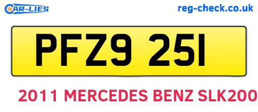 PFZ9251 are the vehicle registration plates.