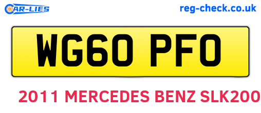 WG60PFO are the vehicle registration plates.