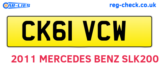 CK61VCW are the vehicle registration plates.