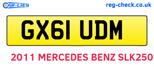 GX61UDM are the vehicle registration plates.