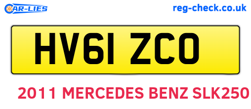 HV61ZCO are the vehicle registration plates.