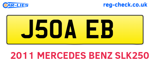 J50AEB are the vehicle registration plates.