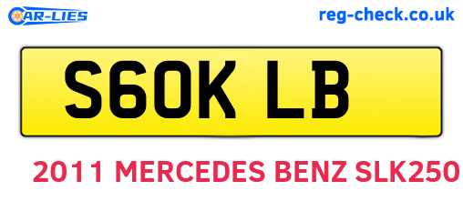S60KLB are the vehicle registration plates.