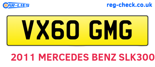 VX60GMG are the vehicle registration plates.