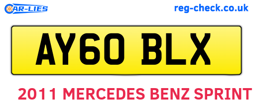 AY60BLX are the vehicle registration plates.