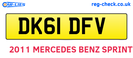 DK61DFV are the vehicle registration plates.