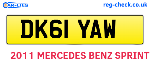 DK61YAW are the vehicle registration plates.