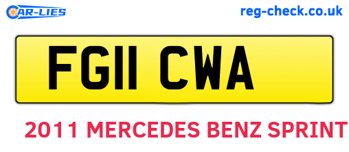 FG11CWA are the vehicle registration plates.