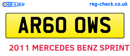 AR60OWS are the vehicle registration plates.
