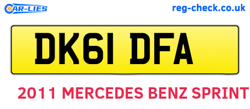 DK61DFA are the vehicle registration plates.