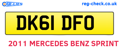 DK61DFO are the vehicle registration plates.