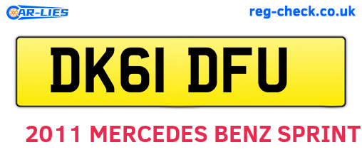 DK61DFU are the vehicle registration plates.