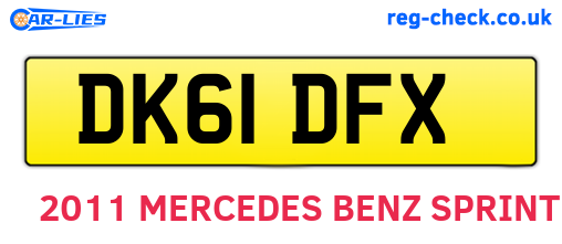 DK61DFX are the vehicle registration plates.