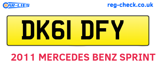 DK61DFY are the vehicle registration plates.
