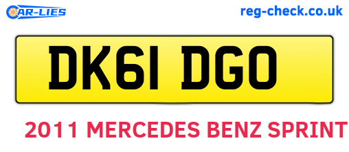 DK61DGO are the vehicle registration plates.