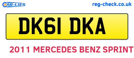 DK61DKA are the vehicle registration plates.