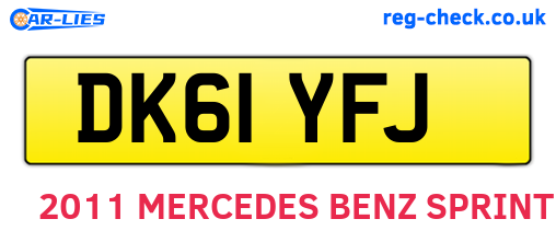 DK61YFJ are the vehicle registration plates.