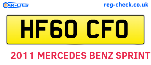 HF60CFO are the vehicle registration plates.