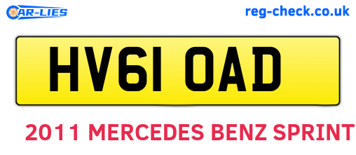 HV61OAD are the vehicle registration plates.